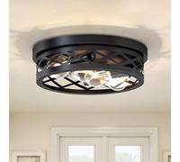 LVWIT Luminaires Intérieur Plafonnier Noir, Plafonnier LED Salon, φ35CM Éclairage de Plafond 4 Luminaires Circulaire, E27 Lampes de plafond Pour Cuisine, Chambre, Restaurant (Ampoule non incluse)