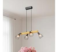 LVWIT Luminaires Intérieur Suspension, Lustre Salle a Manger Bois, Suspensoin Luminaire Cuisine E14 Base, 420MM Plafonnier Salon 4 Ampoules (Sans Ampoule)