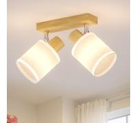 LVWIT Plafonnier Intérieur Bois, 2 Spot de Plafond, E14 Éclairage de Plafond, Applique Murale Intérieure Couloir, Convient au Salon, Cuisine, Chambre, salle à Manger (Ampoule non incluse)