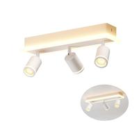 LVWIT Plafonnier Led 3 Spots, Luminaire Plafonnier Blanc GU10, Base Rectangulaire Avec Barre Lumineuse Intégrée, Convient Pour Salon (Sans Ampoule)