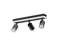 LVWIT Plafonnier Led 3 Spots, Luminaire Plafonnier Noir GU10, Base Rectangulaire Avec Barre Lumineuse Intégrée, Convient Pour Salon (Sans Ampoule)