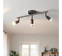 LVWIT Plafonnier LED 3 Spots, Luminaires Intérieur GU10 Noir Givré, Spot Plafond Lustre Salon, Métal Rampe (Sans Ampoule)