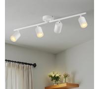 LVWIT Plafonnier LED 4 Spots, Luminaires d'Intérieur GU10 Blanc Givré, Spot Plafond Lustre Salon, Métal Rampe (Sans Ampoule)