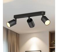 LVWIT Plafonnier Spot LED GU10, Luminaires Intérieur Noir Givré Rectangulaire, Spots de Plafond 3 flammes, Métal Rampe (Sans Ampoule)