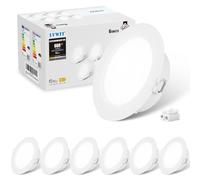 LVWIT Spot Led Encastrable, 6W Spots de Plafond Équivalent à 51W, 6500K Blanc Froid, φ113MM Éclairage Salle de Cuisine, Salon, Couloir, Face Avant IP44, Face Arrière IP20, Lot de 6