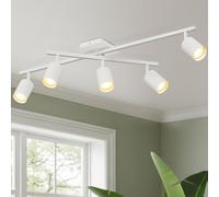 LVWIT Spot Plafond Orientable, Plafonnier 5 Spot LED Blanc, Luminaires Intérieur Lustre Cuisine GU10, Éclairage de Plafond, Lustre Salon, Socle Métallique (Sans Ampoule)