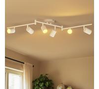 LVWIT Spot Plafond Orientable, Plafonnier 6 Spot LED Blanc Givré, Luminaires Intérieur Lustre Cuisine GU10, Métal Rampe (Sans Ampoule)
