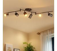 LVWIT Spot Plafond Orientable, Plafonnier 6 Spot LED Noir Givré, Luminaires Intérieur Lustre Cuisine GU10, Métal Rampe (Sans Ampoule)