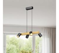 LVWIT Suspension Luminaire Salle a Manger, Lustre Cuisine Bois, Luminaires Intérieur Suspension GU10 Base, 420MM Plafonnier Salon 4 Ampoules (Sans Ampoule)