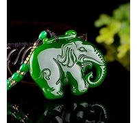 LVYAN Naturel Chinois Jade Vert sculpté à la Main éléphant Pendentif Bijoux de Mode pour Hommes et Femmes vers Le succès Collier Cadeau Populaire