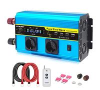 LVYUAN Convertisseur 12V 220V Pur Sinus 2000W/4000W Onduleur Transformateur de Tension avec écran LCD, 4 Ports USB, 2 Prises AC et télécommande Power Inverter