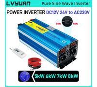 LVYUAN - onduleur à onde sinusoïdale Pure, 5kW/6kW/7kW/8kW, puissance de crête DC12V DC24V à AC220V pour réfrigérateur/bouilloire/micro-ondes 5000W peak power