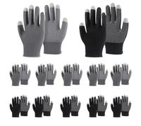 LVYUDS 12pcs été Respirant Gants Jardinage pour Téléphone écran Tactile Alpinisme Cyclisme, Verger Protection Solaire Gants Ronces Antidérapant(Grey+Black)