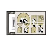 LVYUDS Cache Compteur Electrique Mural Pas de Perforation Dessin Animé Cache Tableau Electrique Style Chinois Pendaison Peinture Restaurant Entrée Couloir(XXL,Black frame moves right 2-C)