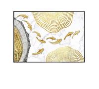 LVYUDS Cache Compteur Electrique Pas de Perforation Style Chinois Cache Tableau Electrique Cadre Noir Anti-Poussière étanche Protéger Meubles Maison Essentiel(Black-Left pull,40 * 30CM_FISH)