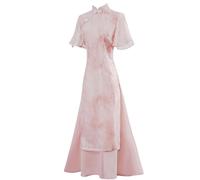 LVYUDS Cheongsam élégance Slim Qipao Long Col Montant Robe Vietnamienne Ao Dai été à au Quotidien Mariage(M)