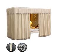 LVYUDS Ciel De Lit avec Boucles Anti-Poussière Respirants Rideaux De Lit Superposé pour Le Haut Polyester Occultants Protection du Sommeil pour Les Dortoirs De Filles(Curtain*2+Gauze*2,Beige_1.2M)