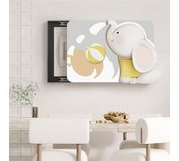 LVYUDS Dessin Animé Cache Compteur Electrique sans Perforation Silencieux Coulissant à Suspendre Peinture Cache Tableau Electrique avec Horloge Décoration de Restaurant(Left,50 * 40CM_Elephant A)