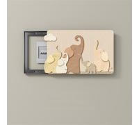 LVYUDS Dessin Animé Cache Compteur Electrique Sans Perforation Silencieux Coulissant à Suspendre Peinture Cache Tableau Electrique avec Horloge Décoration de Restaurant(Right,60 * 45CM_ELEPHANT C)