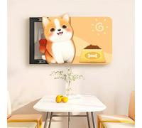 LVYUDS Dessin Animé Cache Compteur Electrique sans Perforation Silencieux Coulissant à Suspendre Peinture Cache Tableau Electrique avec Horloge Décoration de Restaurant(Right,60 * 45CM_Dog)
