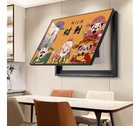 LVYUDS Dieu de la Richesse Cache Compteur Electrique Mur Pendentif Caché Cache Tableau Electrique Protéger Meubles pour Le Bureau Salle de Bain Salon(Wood Color,70 * 50CM_A-Flip-UP)