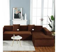 LVYUDS en Peluche Housse De Canapé d'angle élastiques Antidérapantes Protege Canape Tout Compris Couvre Canapé pour Canapés en L/U Anti-Poussière pour l'hiver Noël(45cm Pillow Cover*2,Brown)