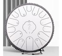 LVYUDS Ensemble de Handpan 15 Tons, 12 Inch/13 Inch/14 Inch Ensemble de à Main Portable for Adultes, Ensemble de Tongue Drum En Acier Avec Kit de Batterie Et Baguettes, Etc.(Blanc,13 inch)
