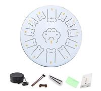LVYUDS Ensemble de Handpan Mignon Et Simple, 13 Inch Instrument de Percussion à à Motif D'ours, Ensemble de Tongue Drum En Acier Avec Kit de Batterie(Blanc)