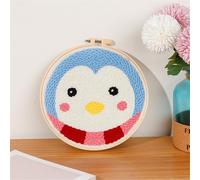 LVYUDS Grossier Ligne Punch Needle Kit Adulte Fait à la Main Aiguilles à Tamponner Broderie Shed, Kit de Démarrage de Broderie Débutant Instructions Artisanat Passionnés(Penguin)