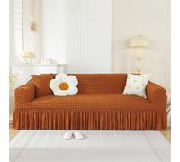 LVYUDS Housse De Canapé Tout Compris Seersucker Ourlet De Jupe Couvre Canapé Lavables Anti-Poussière Décoration Protege Canape Antidérapantes pour Toutes Les Saisons(2 Seat(140-180CM),Orange)