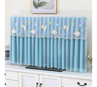 LVYUDS Salons Protection pour TV Dentelle Décoration Protections écrans TV Couverture Intégrale Pas Besoin De Retirer Housse écran TV Anti-Poussière Antidérapant Extensible(75inch,Blue E)