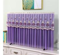 LVYUDS Salons Protection pour TV Dentelle Décoration Protections écrans TV Couverture Intégrale Pas Besoin De Retirer Housse écran TV Anti-Poussière Antidérapant Extensible(32inch,Purple A)