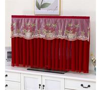 LVYUDS Salons Protection pour TV Dentelle Décoration Protections écrans TV Couverture Intégrale Pas Besoin De Retirer Housse écran TV Anti-Poussière Antidérapant Extensible(75inch,Red B)