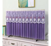 LVYUDS Salons Protection pour TV Dentelle Décoration Protections écrans TV Couverture Intégrale Pas Besoin De Retirer Housse écran TV Anti-Poussière Antidérapant Extensible(40inch,Purple D)