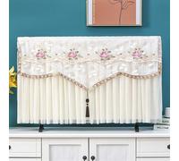 LVYUDS Suite Nuptiale Housse écran TV Couverture Intégrale Protection pour TV Incurvé Plat Protections écrans TV Dentelle Décoratif pour 35-75 Pouces Respirant(40inch,B-Beige)