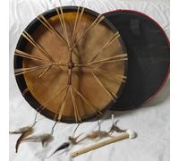 LVYUDS Tambour Chamanique en Peau de Mouton avec Baguettes - Sac pour Guérison par la Musique, Alchimie Voix Basse Amérindien pour Méditation Yoga (40cm, Cross)