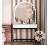 LVYWEX Coiffeuse avec Éclairage, Bureau avec Miroir, 2 Tiroirs, Organiseur De Maquillage en Plastique Transparent pour Studio De Photographie De Mariage(A,120cm)