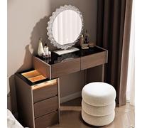 LVYWEX Coiffeuse avec éclairage LED, 5 tiroirs et Tabouret pour Chambre à Coucher(with Stool)