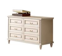 LVYWEX Coiffeuse avec Miroir, 8 tiroirs et Tabouret Ensemble Table de Maquillage et Chaise en Bois, Style rétro européen, pour Chambre à Coucher(Ivory White,A1)