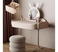 LVYWEX Coiffeuse Télescopique, Coiffeuse avec Trousse De Maquillage Et Tabouret, Coiffeuse De Maquillage avec Miroir À Luminosité Réglable(White,Without Side Cabinet_80CM)