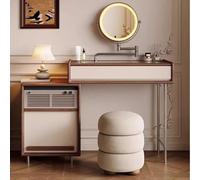 LVYWEX Coiffeuse Vintage en Bois Massif avec Miroir Rotatif à 360°, Table de Maquillage avec Tiroirs de Rangement, Coiffeuse Compacte pour Chambre