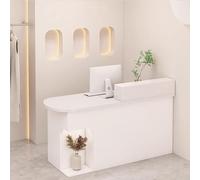 LVYWEX Morden Reception Desk, with Storage Drawers and Open Shelves,for Salons, Boutiques, and Cafes(White/Left,86.6")