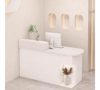 LVYWEX Morden Reception Desk, with Storage Drawers and Open Shelves,for Salons, Boutiques, and Cafes(White/Right,59")
