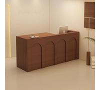 LVYWEX Reception Desk, Retail Counter with Lockable Drawers and Open Shelves,Usable for Checkout, Lobby, and Beauty Salons(Brown Left,120cm)