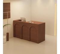 LVYWEX Reception Desk, Retail Counter with Lockable Drawers and Open Shelves,Usable for Checkout, Lobby, and Beauty Salons(Brown Right,130cm)