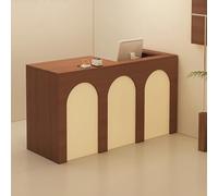 LVYWEX Reception Desk, Retail Counter with Lockable Drawers and Open Shelves,Usable for Checkout, Lobby, and Beauty Salons(Brown+Beige Left,120cm)