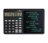 LVYXON Calculatrice d'écriture manuscrite avec écran à 12 chiffres, écran LCD, fonction One-Touch Clear pour bureau, étude, voyages d'affaires - Bloc-notes électronique portable (noir)