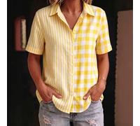LVYXON Chemise d'été en polyester pour femme, coupe régulière, couleur unie | Tissu polyester léger, sensation respirante, couleur unie, coupe régulière, essentiel pour l'été