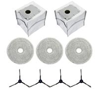 LVYXON Chiffon de rechange, sac à poussière et brosse latérale pour aspirateur ECOVACS pour aspirateur Deebot et Mini, microfibre et tissu non tissé, 3 chiffons, 2 sacs, 4 brosses