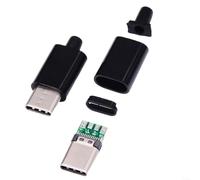 LVYXON Lot de 2 connecteurs USB C mâle vers PCB avec coque - Kit de réparation de soudure de type C pour câble à monter soi-même, données de carte verte et prise d'alimentation, boîtier noir ou blanc